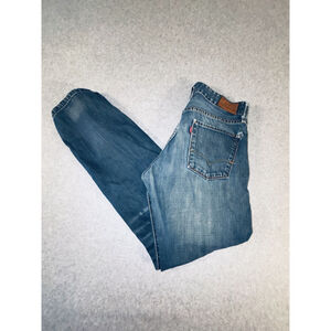 Levi’s Red Slim Straight Jeans W32 L32 Distressed Fade Unique Denim